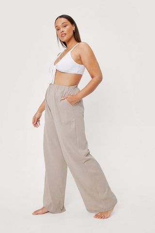 Nasty Gal + Crinkle Wide Leg Cover Up Trousers