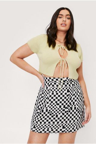 Nasty Gal + Checkerboard Printed Mini Skirt