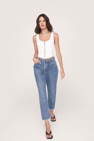 Nasty Gal + Vintage High Waisted Tapered Cropped Jeans