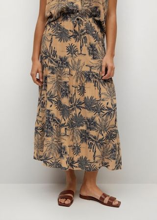 Mango + Violeta Flowy Printed Skirt