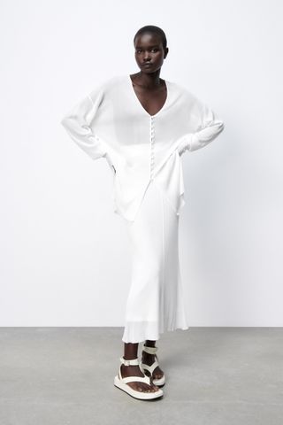 Zara + Semi-Sheer Knit Blouse Limited Edition