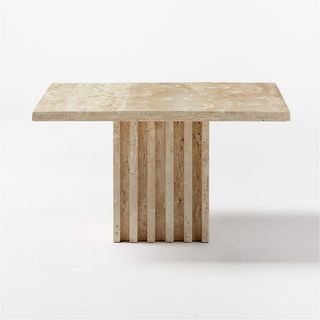CB2 + Carve Travertine Small Cocktail Table