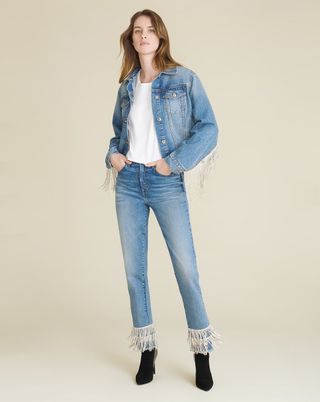 Veronica Beard + Ryleigh Rhinestone High-Rise Slim-Straight Jeans