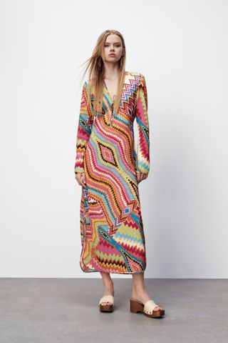 Zara + Long Print Dress