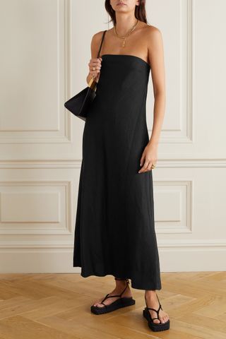 Matteau + Strapless Stretch-Linen Blend Maxi Dress