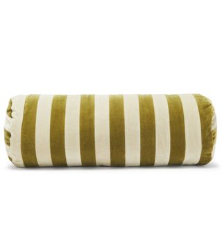 Christina Lundsteen + Cylindrical Striped Cotton-Velvet Bolster Cushion