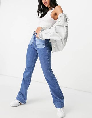 Wrangler + Flared Jeans With Patch Pockets