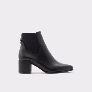 Aldo + Benzema Black Leather Smooth Ankle Boots