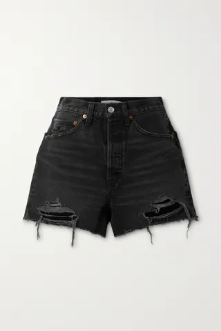 Re/Done + 50s Distressed Denim Shorts