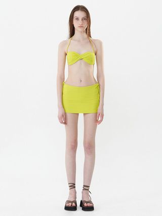 TheOpen Product + Twisted Bikini 3 Piece Set in Yellowish Green