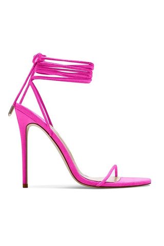 Femme + Barely There Lace Up Heel in Deep Pink