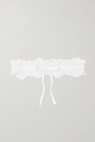 Agent Provocateur + Averi Satin-Trimmed Tulle and Lace Garter
