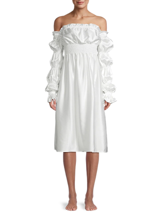 Sleeper + Michelin Off-The-Shoulder Silk Dress