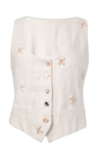 Alix of Bohemia + Vivienne Shell-Embellished Linen Vest