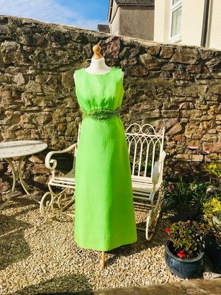 Vintage + Unique Daffodil Lime Green Sleeveless Maxi Dress