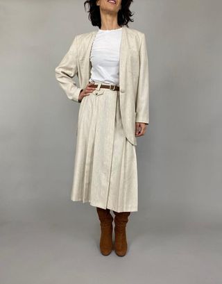 Vintage + Cream Wool Skirt Suit