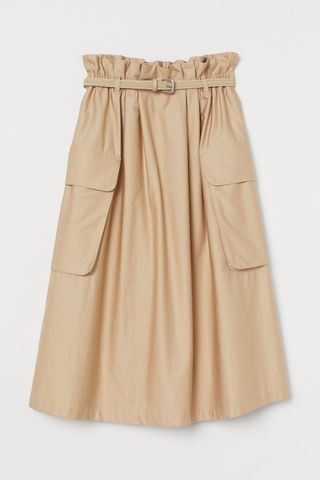 H&M + Cotton Satin Paper Bag Skirt