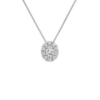 Brilliant Earth + 18K White Gold Oval Lab Created Diamond Halo Pendant