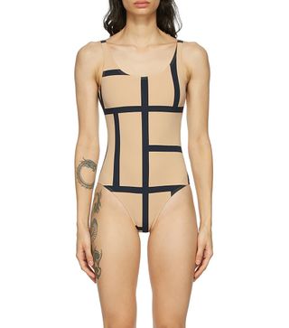 Totême + Beige Positano One-Piece Swimsuit