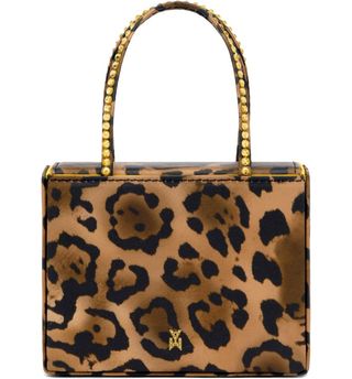 Amina Muaddi + Superamini Gilda Leopard Print Top Handle Bag