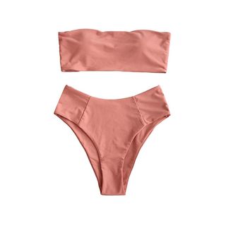 Zaful Store + Strapless Solid Color 2-Piece Bathing Suit