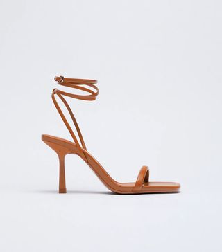 Zara + Tied Leather Heeled Sandals