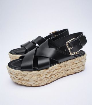 Zara + Braided Leather Platform Sandals