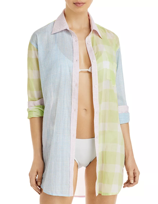 Solid&Striped + The Mixed Print Long Oxford Tunic Swim Coverup