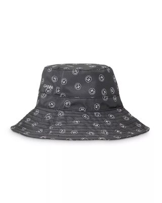 Ganni + Recycled Smiley Face Print Bucket Hat