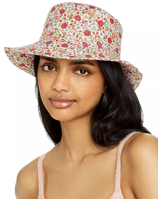 Aqua + Floral Print Bucket Hat