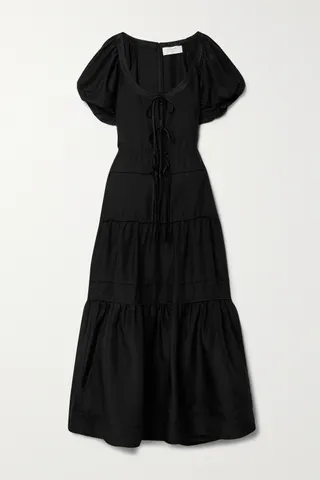 La Ligne + Emilia Lace-Up Silk Midi Dress