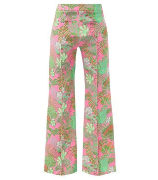 Raey + Flared Psychedelic Floral-Print Silk Trousers