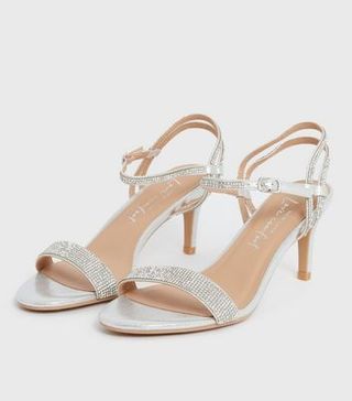 New Look + Silver Diamanté 2 Part Stiletto Sandals