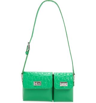 By Far + Baby Billy Croc Embossed Leather Shoulder Bag