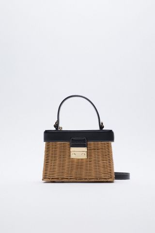 Zara + Top Handle Woven Box Bag