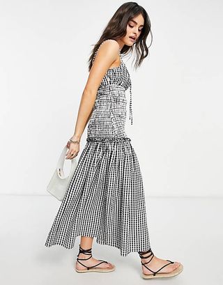 ASOS Design + Ruched Bust Cami Midi Sundress With Shirred Wait