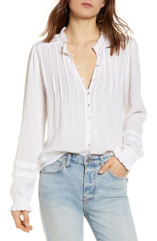 Faherty + Willa Button Front Peasant Blouse