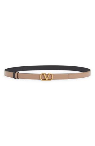 Valentino Garavani + Vlogo Buckle Reversible Leather Belt