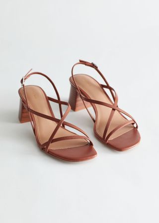 & Other Stories + Strappy Block Heel Leather Sandals