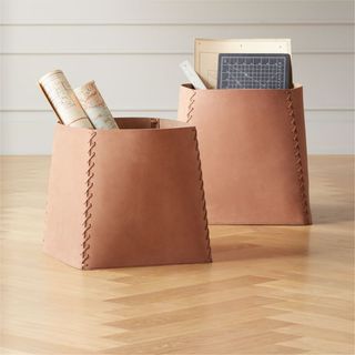 CB2 + Rica Leather Basket in Small