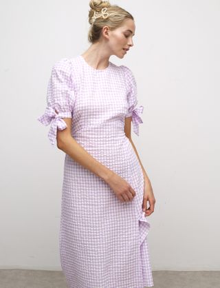 Nobody's Child + Lilac Textured Gingham Esme Midi Dress