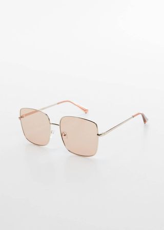 Mango + Square Metallic Frame Sunglasses