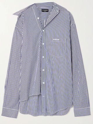 Balenciaga + Oversized Asymmetric Striped Cotton Shirt