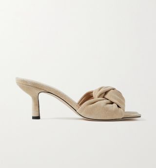 BY FAR + Lana Knotted Suede Mules