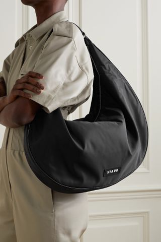 Staud + Sasha Large Leather-Trimmed Nylon Shoulder Bag