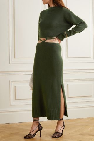 Christopher Esber + Tie-Detailed Cutout Wool And Cashmere-Blend Maxi Dress