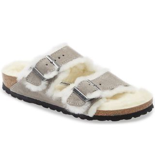 Birkenstock + Arizona Genuine Shearling Slide Sandal