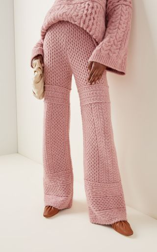 Nanushka + Fina Cable-Knit Wool-Blend Pants