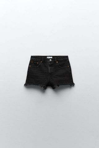 Zara + Frayed Mid-Rise Shorts
