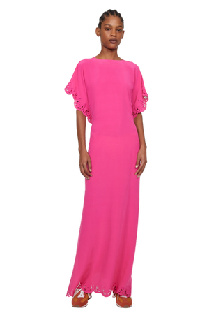 Rodebjer + Saturnus Short Sleeve Kaftan Gown in Pink